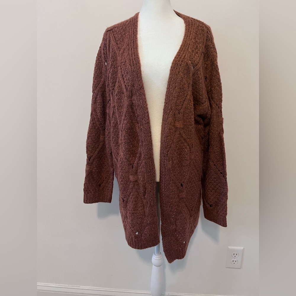 POL Long Line Chunky Cable Knit Cardigan |Size M|